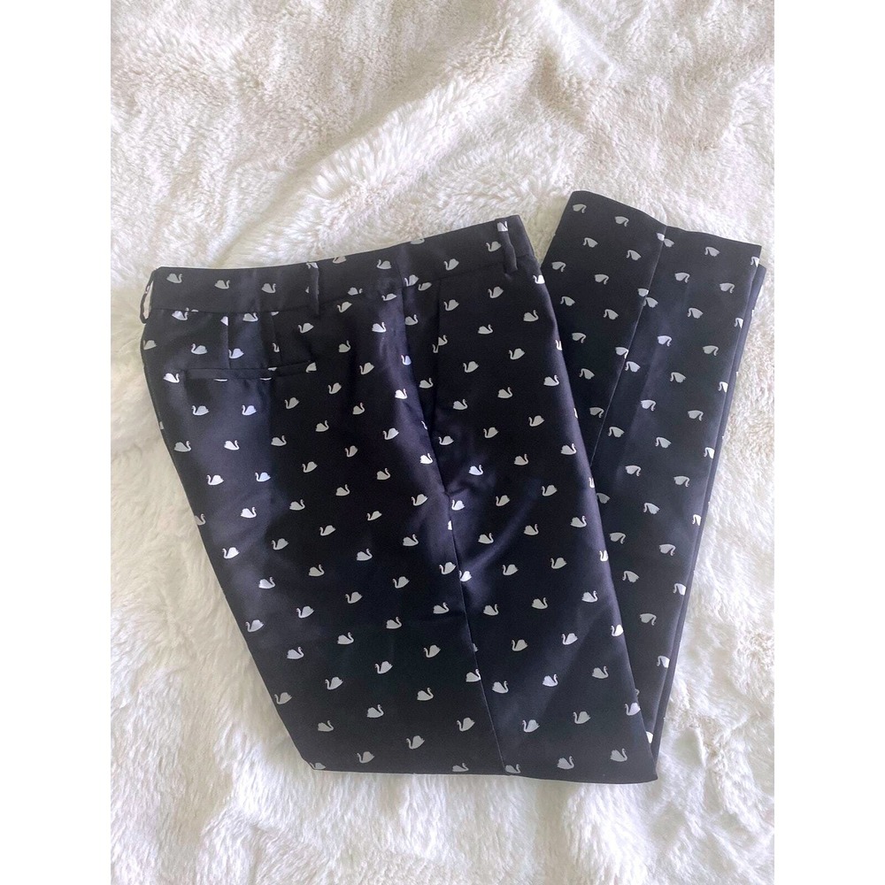 RSVP by Talbots Womens Black Swan Embroidered Straight Leg Dress Pants Size 10
